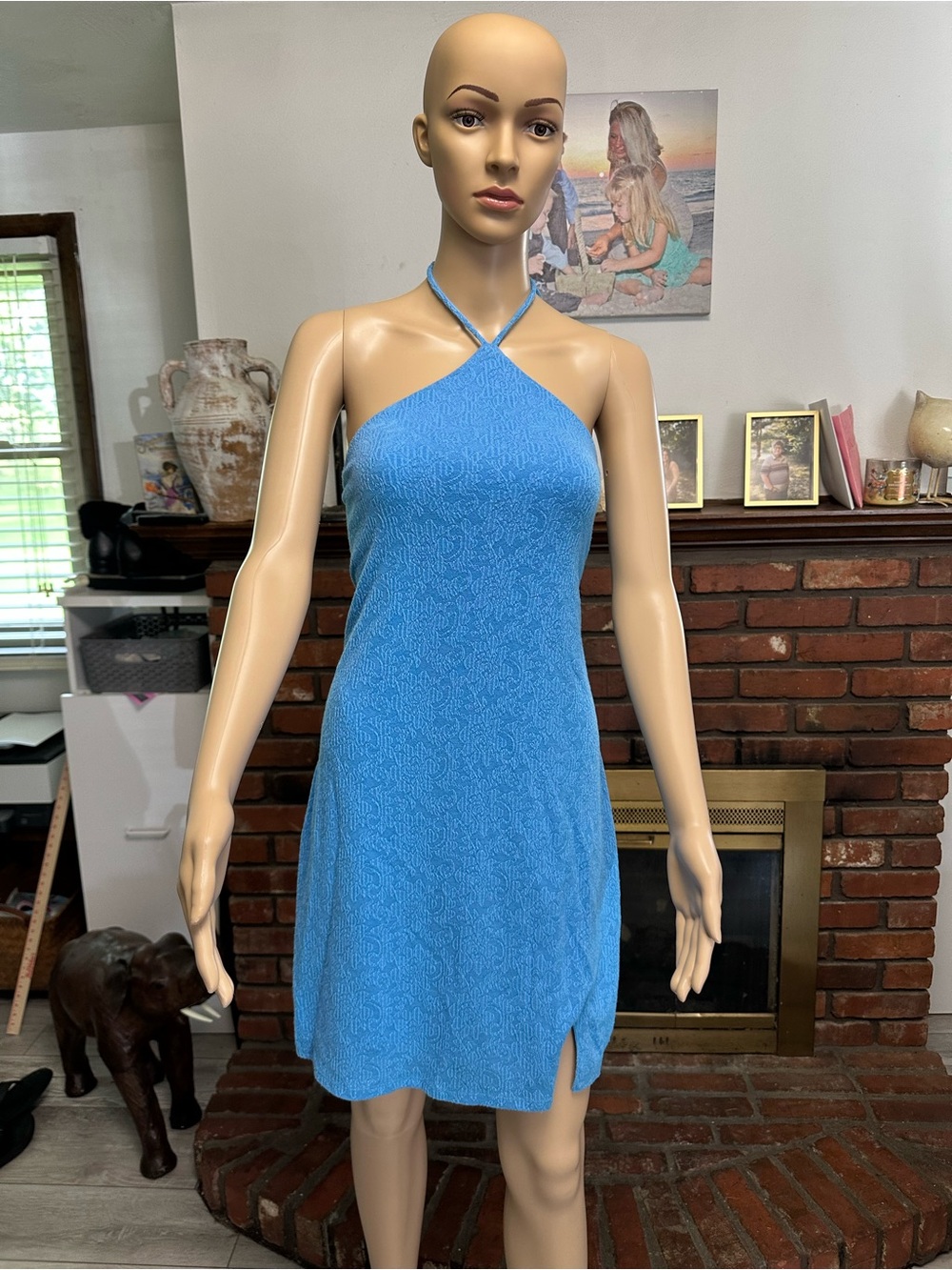 Sky Blue Halter Mini Dress -XL